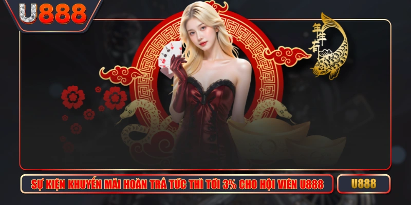 Sự Kiện Khuyến Mãi Hoàn Trả Tức Thì Tới 3% Cho Hội Viên U888 1 Sự Kiện Khuyến Mãi Hoàn Trả Tức Thì Tới 3% Cho Hội Viên U888